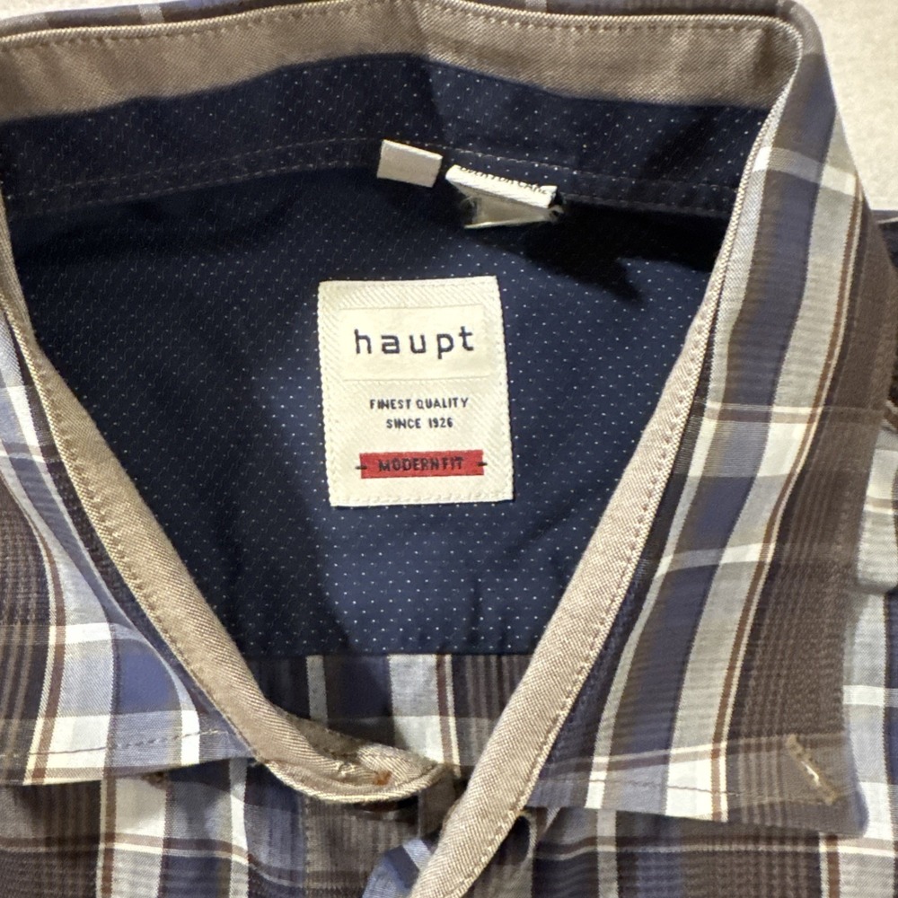 Haupt Germany Men Button Shirt Modern Fit Sz M 39/40, 15 1/2 - Picture 3 of 8